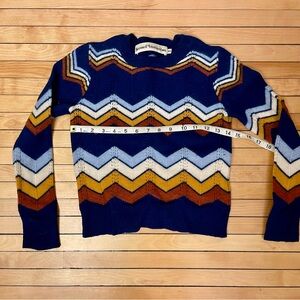 Stoned Immaculate Ziggy Chevron Crew Neck Sweater - Blue, White, Brown, Yellow